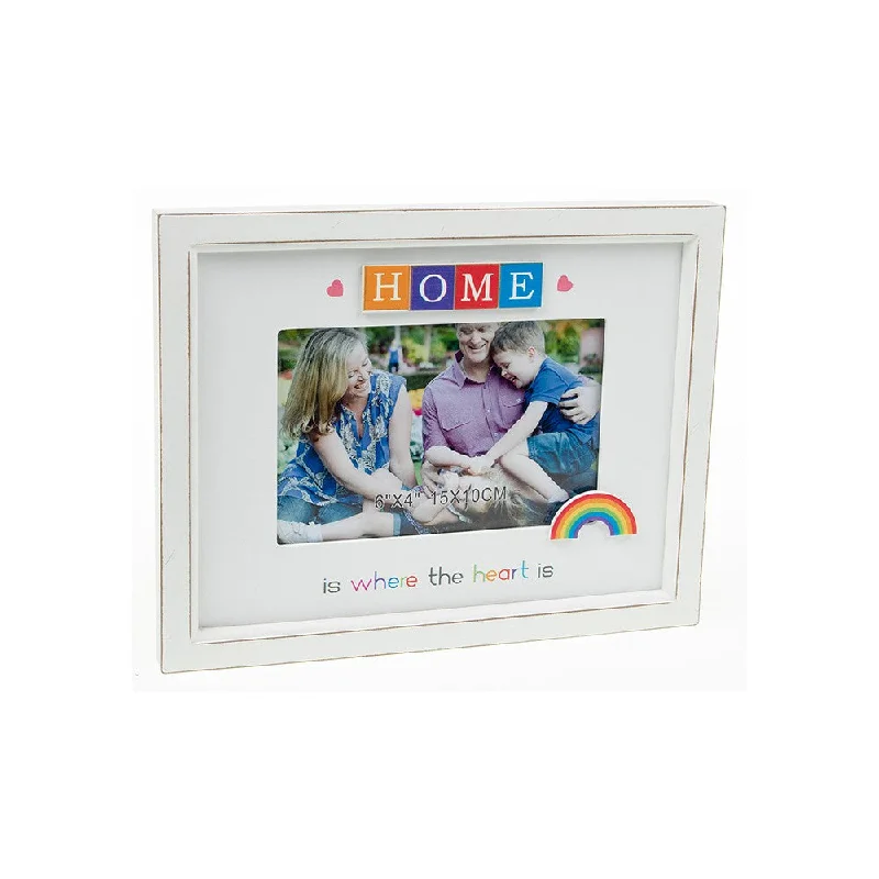 Home The Heart Rainbow Scrabble 6" x 4" Photo Frame Wall Mounted or Freestanding