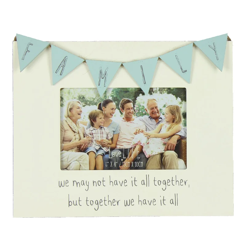 Love Life Family Bunting Wooden 6" X 4" Photo Frame