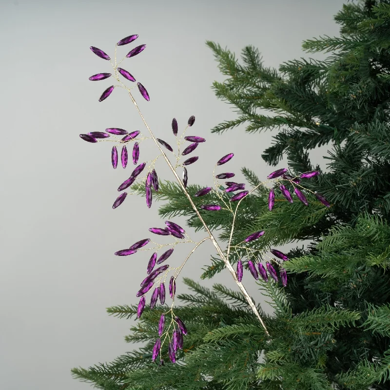 Mystic Purple Gem Christmas Tree Pick - Set of 4