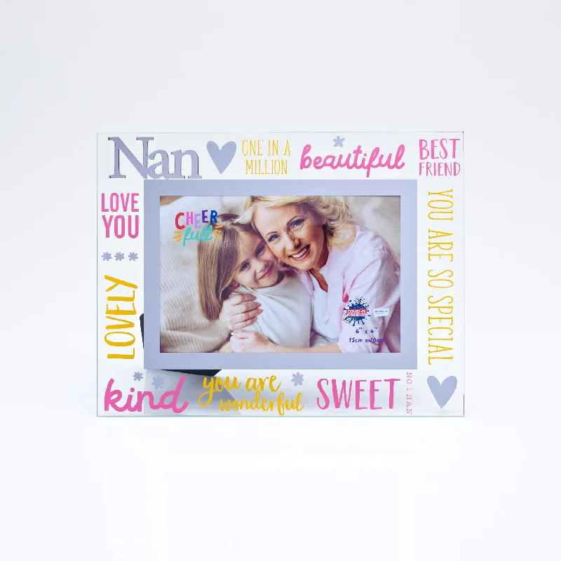 Nan Photo Frame Freestanding Cheerfull Glass 6" X 4" Photo Frame