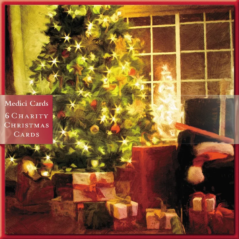 Pack of 6 Christmas Tree Lights Charity Christmas Cards