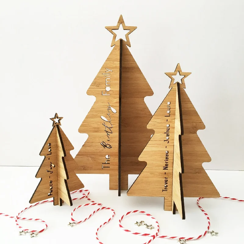 Personalised 3D Bamboo Christmas Trees - Set Of 3