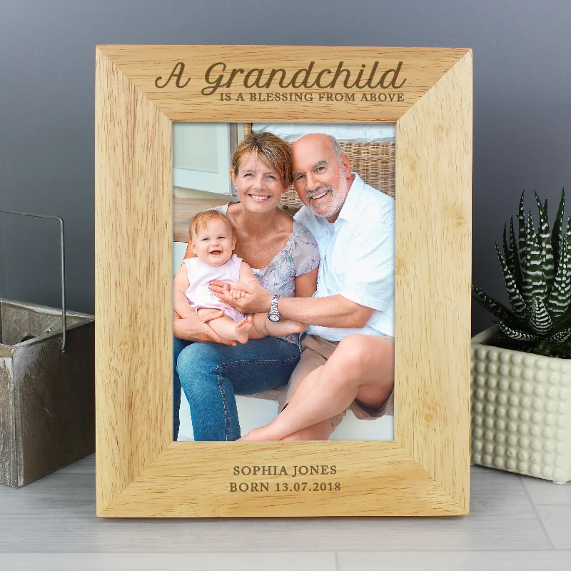 Personalised 'A Grandchild is a Blessing' 5x7 Wooden Photo Frame - Personalise It!