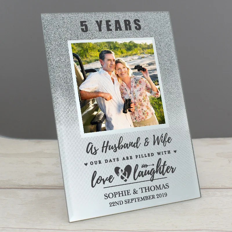 Personalised Anniversary 4x4 Glitter Glass Photo Frame - Personalise It!