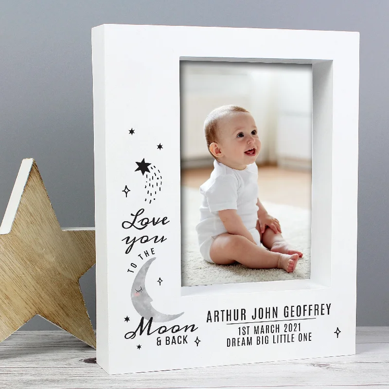 Personalised Baby To The Moon and Back 5x7 Box Photo Frame - Personalise It!