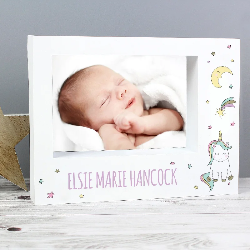 Personalised Baby Unicorn 7x5 Landscape Box Photo Frame - Personalise It!