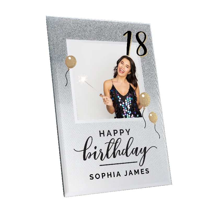 Personalised Birthday 4x4 Glitter Glass Photo Frame - Personalise It!