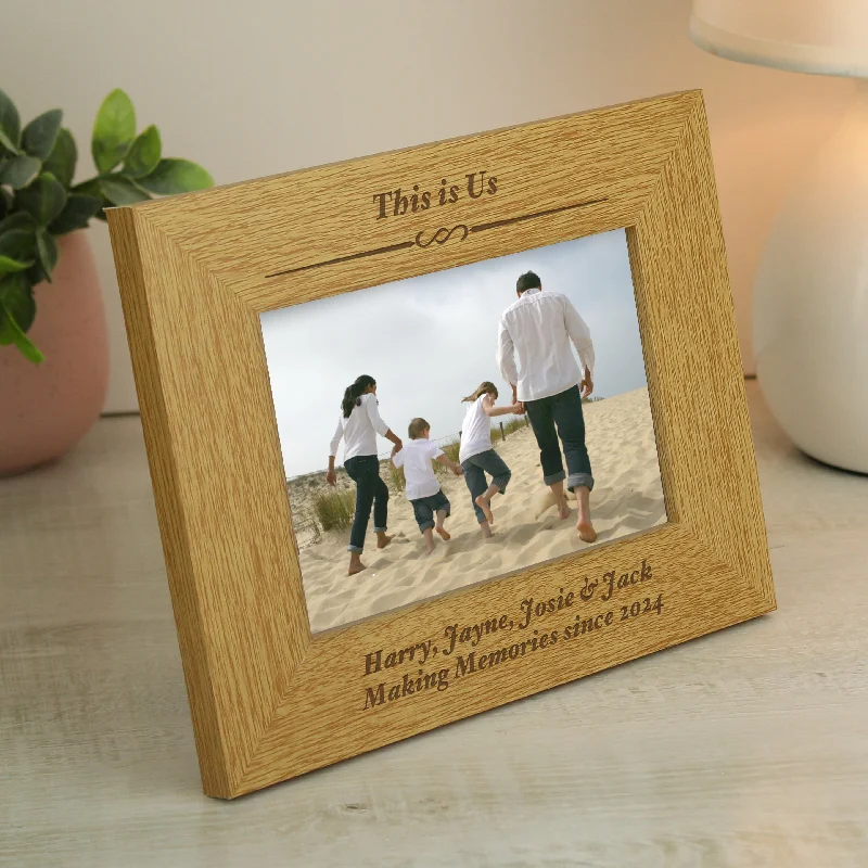 Personalised Formal 6x4 Landscape Oak Finish Photo Frame - Personalise It!