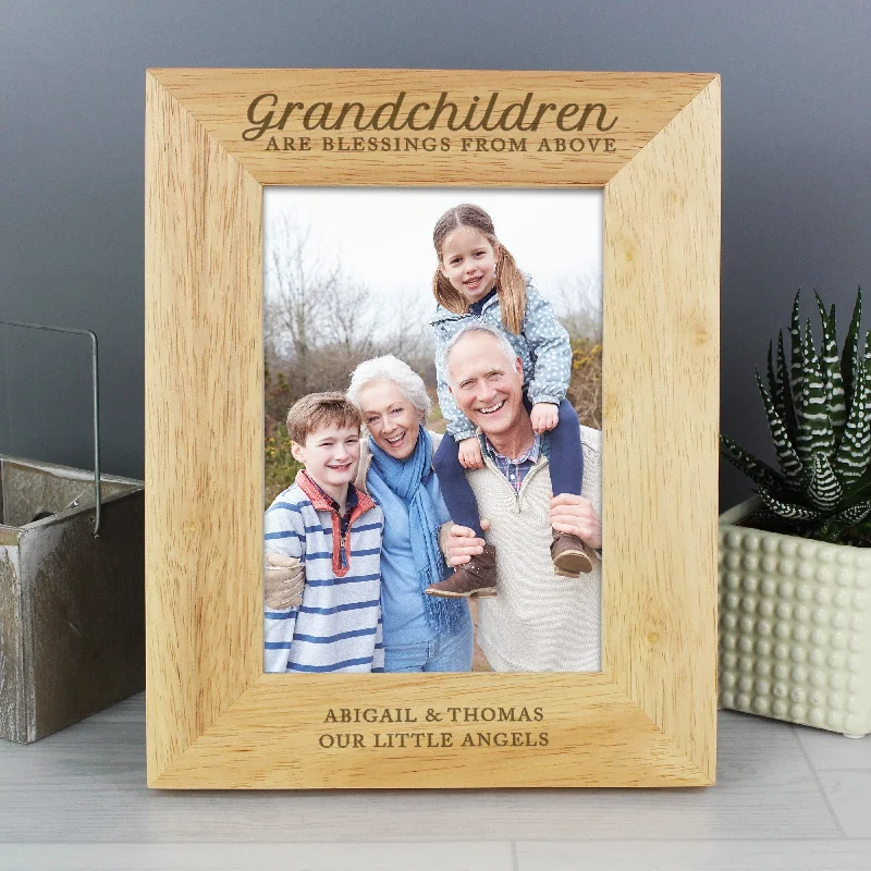 Personalised 'Grandchildren are a Blessing' 5x7 Wooden Photo Frame - Personalise It!