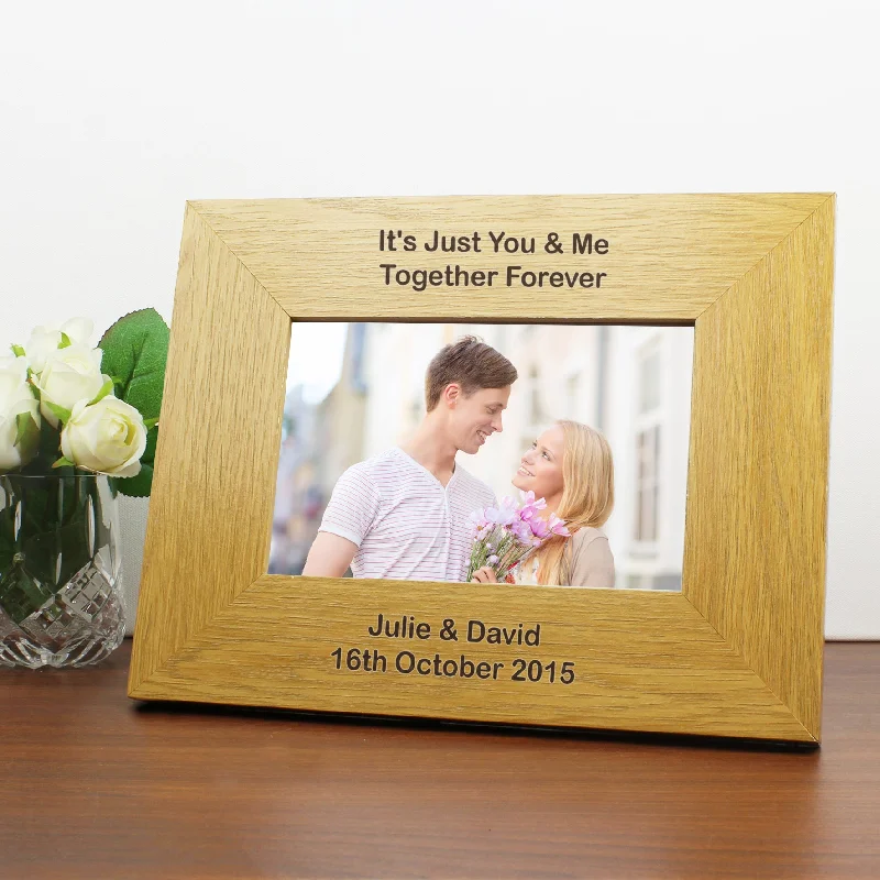 Personalised Long Message 6x4 Landscape Oak Finish Photo Frame - Personalise It!