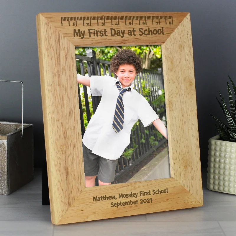 Personalised My First Day at School 5x7 Wooden Photo Frame - Personalise It!