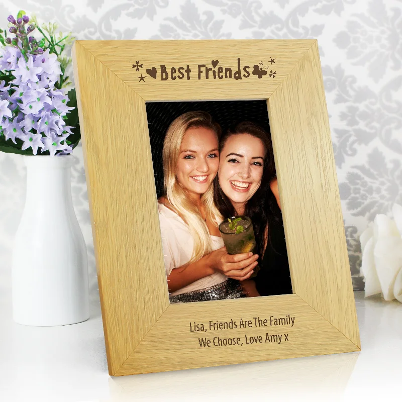 Personalised Oak Finish 4x6 Best Friends Photo Frame - Personalise It!