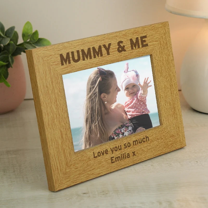 Personalised Oak Finish 6x4 Mummy & Me Photo Frame - Personalise It!