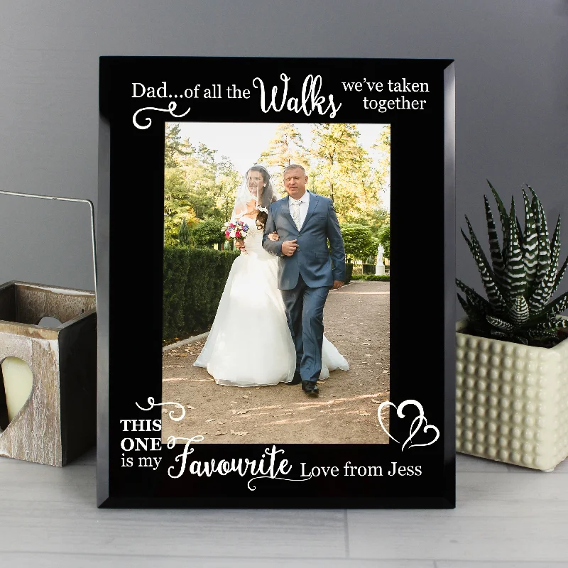 Personalised Of All the Walks... Wedding 5x7 Black Glass Photo Frame - Personalise It!