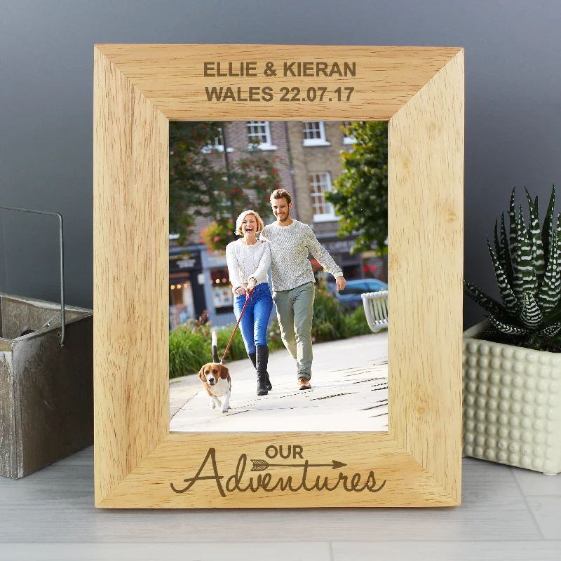 Personalised Our Adventures 5x7 Wooden Photo Frame - Personalise It!