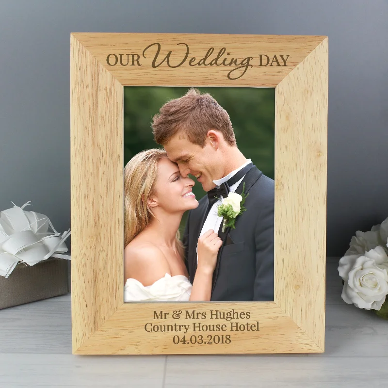 Personalised 'Our Wedding Day' 5x7 Wooden Photo Frame - Personalise It!