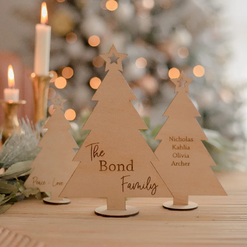 Personalised Wooden Christmas Trees - Set Of 3