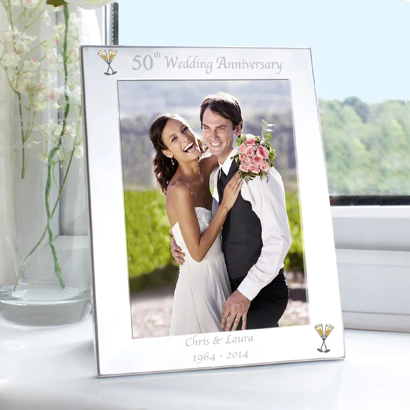 Personalised Silver 5x7 50th Wedding Anniversary Photo Frame - Personalise It!