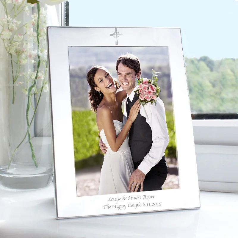 Personalised Silver 5x7 Cross Photo Frame - Personalise It!