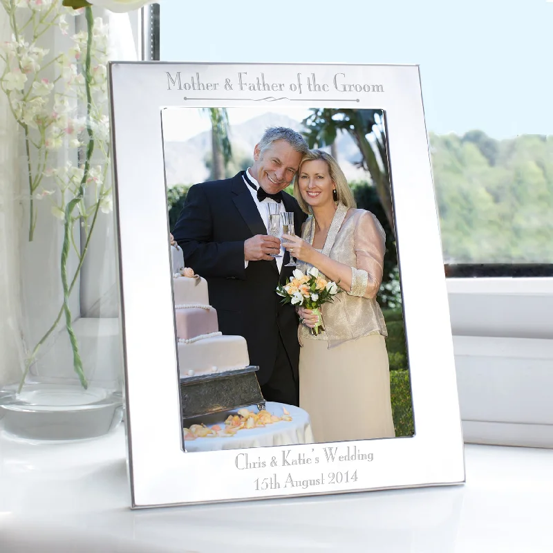 Personalised Silver 5x7 Decorative Mother & Father of the Groom Photo Frame - Personalise It!