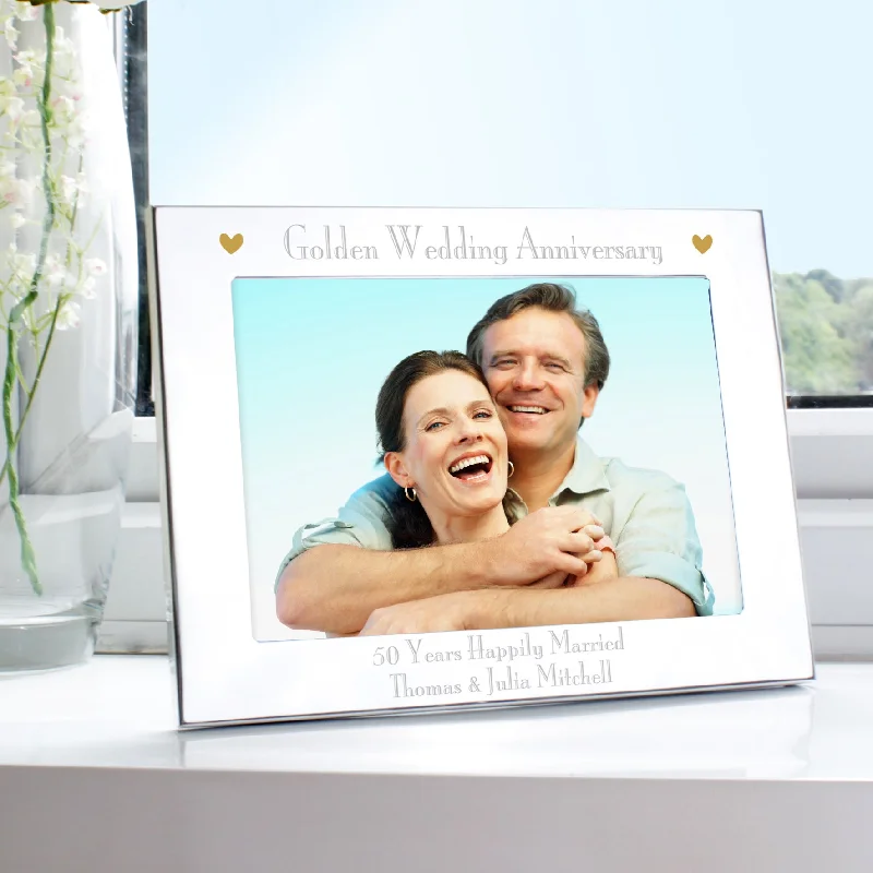 Personalised Silver 7x5 Golden Anniversary Landscape Photo Frame - Personalise It!