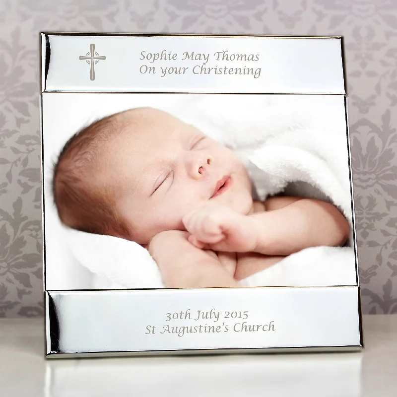 Personalised Silver Cross Square 6x4 Photo Frame - Personalise It!