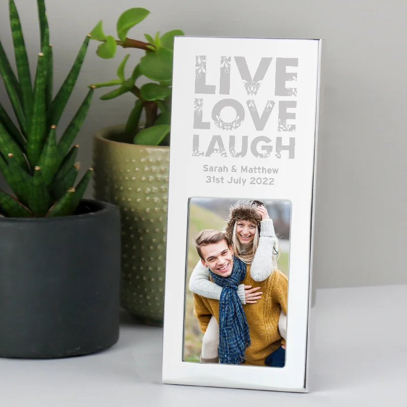 Personalised Small Live Love Laugh 2x3 Silver Photo Frame - Personalise It!