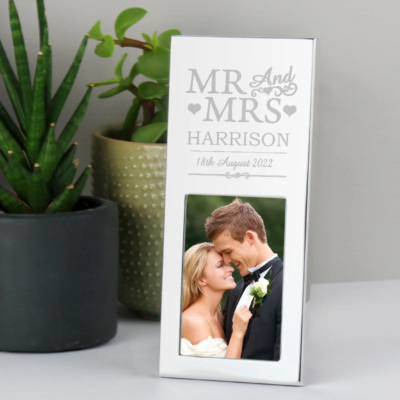 Personalised Small Mr & Mrs 2x3 Silver Photo Frame - Personalise It!