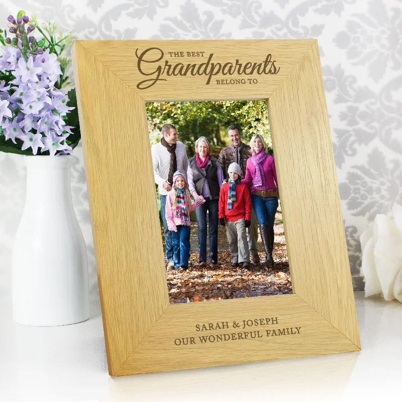 Personalised ""The Best Grandparents"" 4x6 Oak Finish Photo Frame - Personalise It!