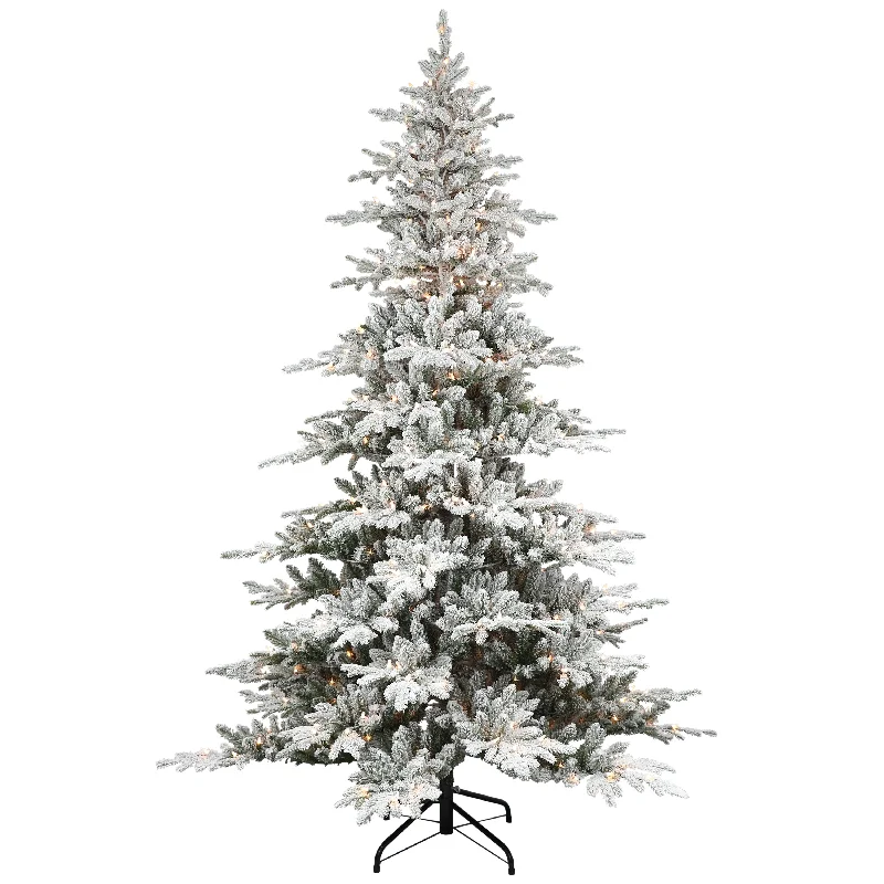 Pre-Lit 7.5' Flocked Utah Fir Artificial Christmas Tree with 500 Lights, Green