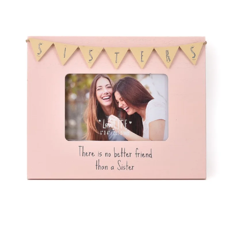 Sisters Photo Frame Wooden Bunting Love Life 6" X 4" Photo Frame