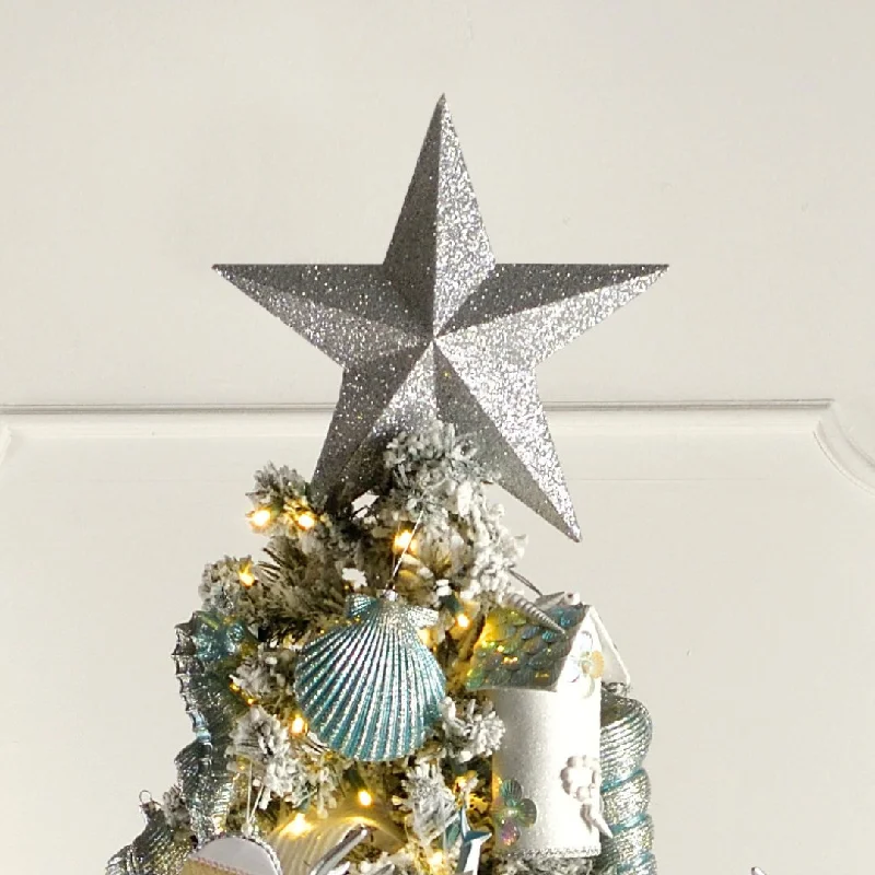 Silver Glitter Star Christmas Tree Topper