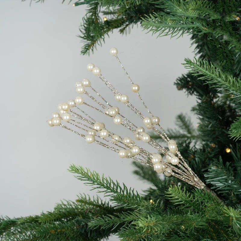 Festive White Pearl Christmas Tree Pick