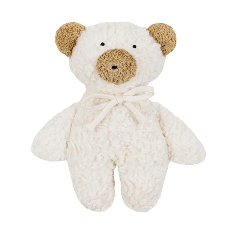 Organic Cotton Teddy Bear Rattle with Sheep's Wool 8"