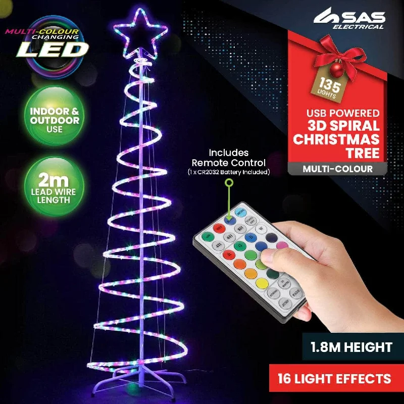 1.8m 3D Spiral Christmas Tree Remote Controlled Indoor/Outdoor