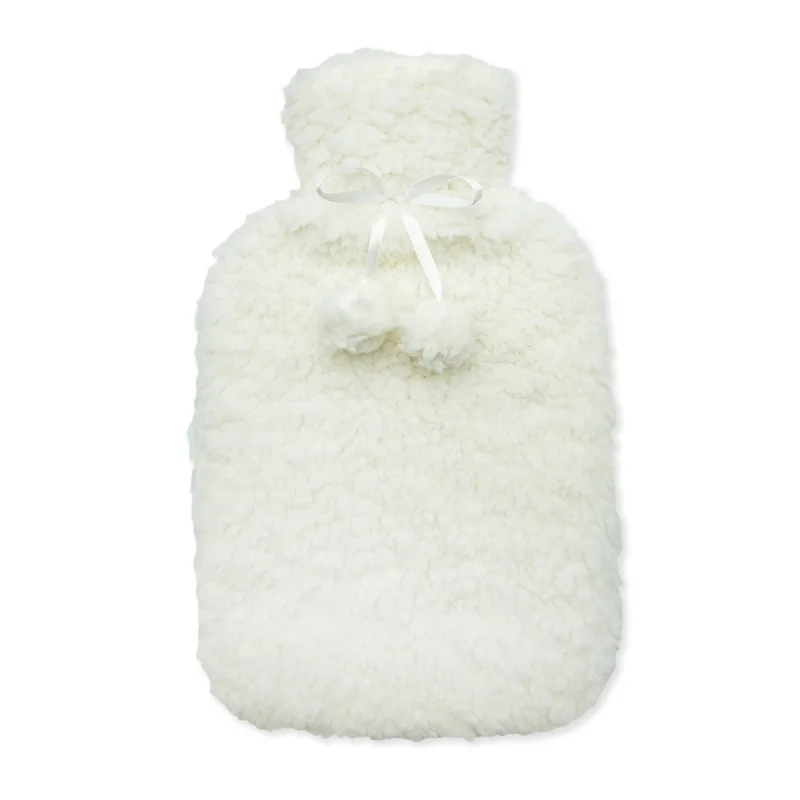 Lewis's Hot Water Bottle with Teddy Fleece Cover 2L - Cream