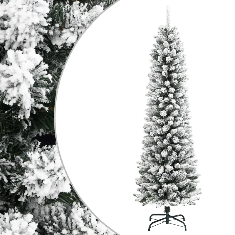 Elegance Artificial Slim Christmas Tree with Flocked Snow