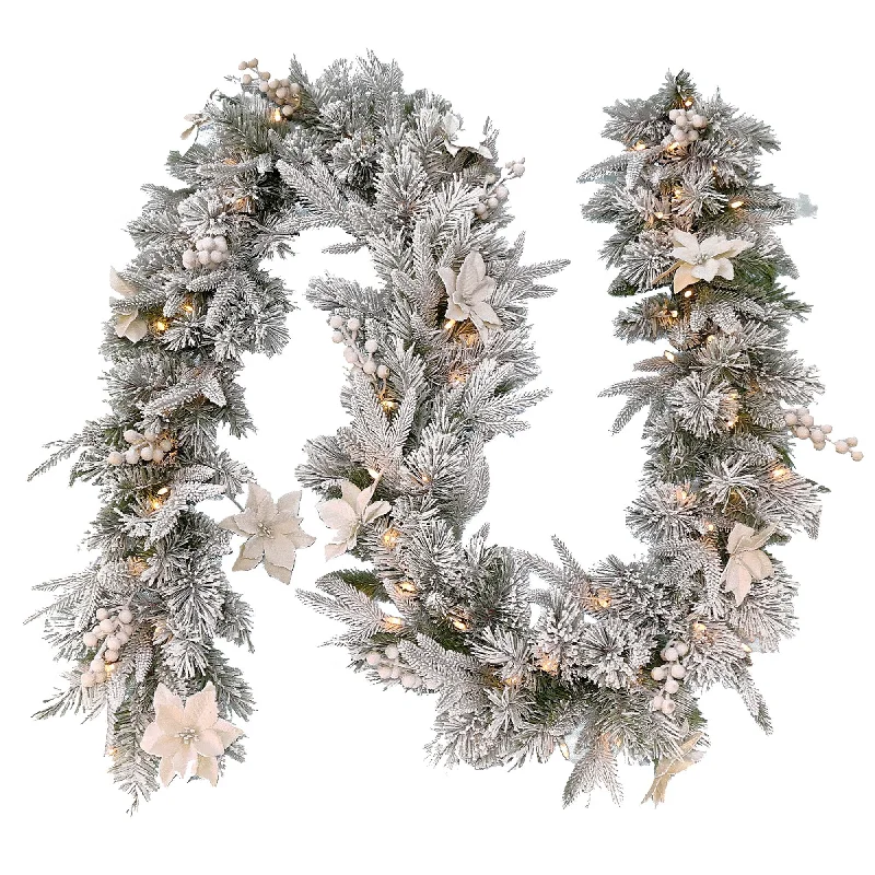 Frosted Colonial Christmas Garland - 274cm