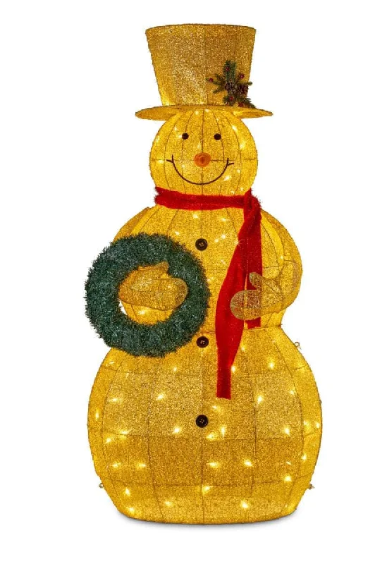 150cm Gold Outdoor Christmas Snowman with Lights