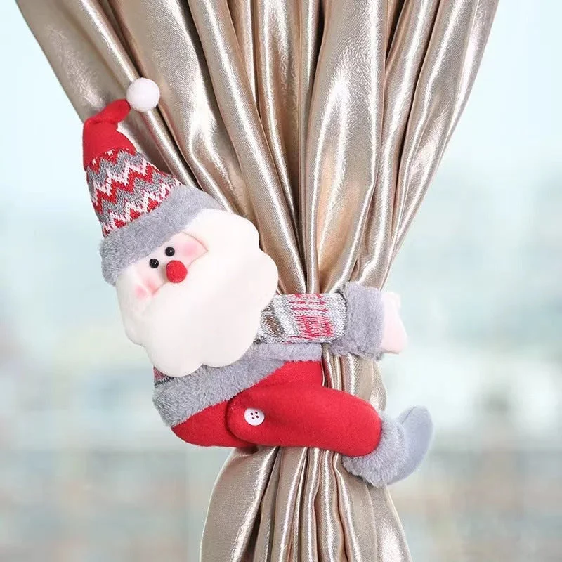 Santa Curtain Tiebacks - Plush Christmas Holders, Set Of 2