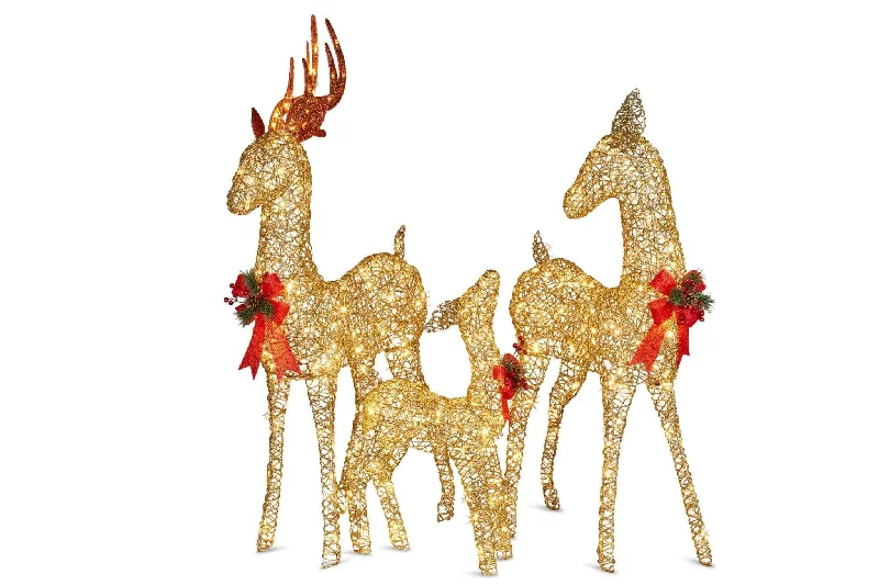 Set of 3 Outdoor Christmas Reindeer Set with Lights