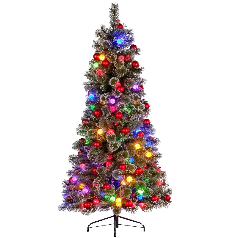 Snowy Bristle 2.3m Slim Multicolour Pre-Lit Christmas Tree with 917 Tips